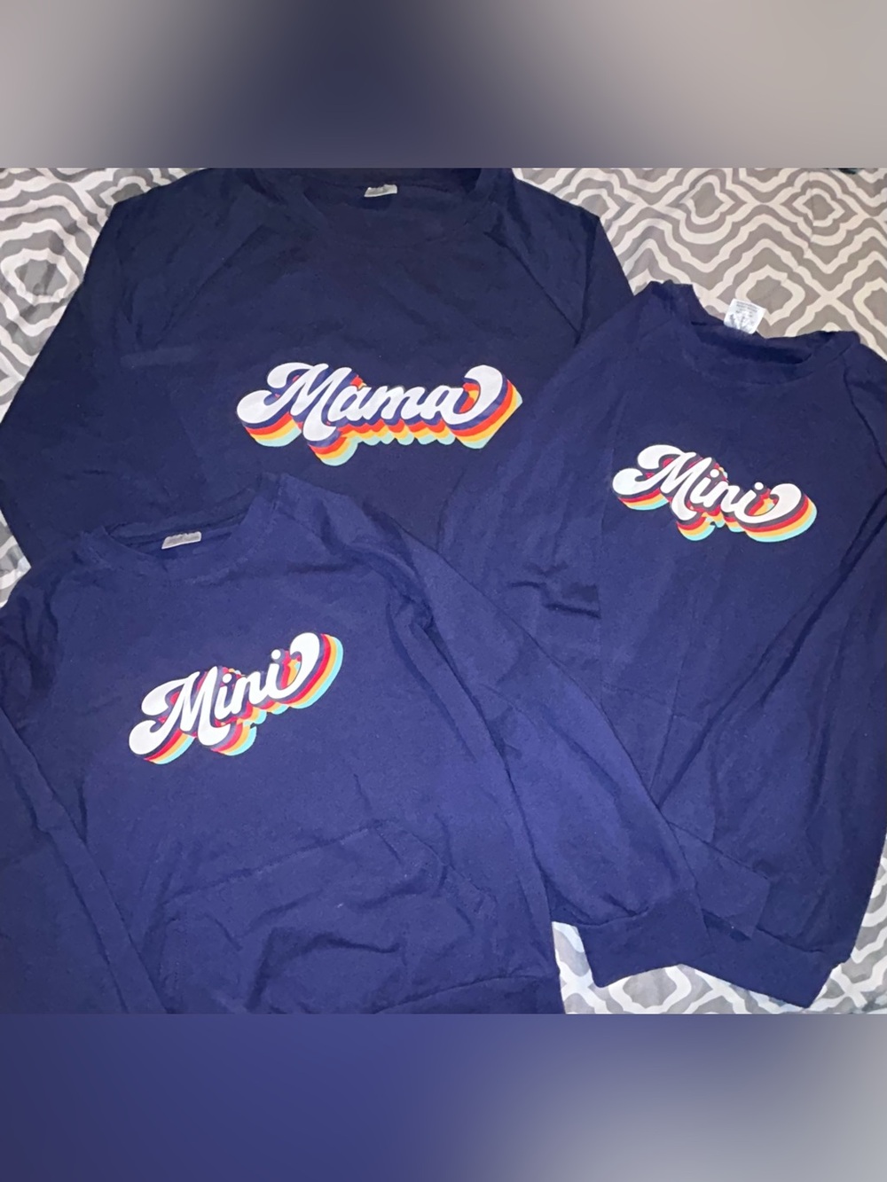 Navy 'Mama' & 'Mini' Long Sleeve Kids Graphic Tee